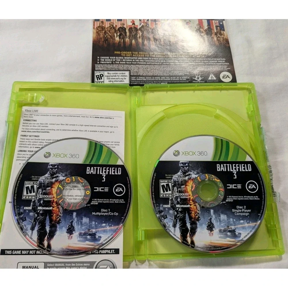 Battlefield 3‎ Premium Edition Xbox 360 2011 2-Disc Complete Game Set Multi-Play